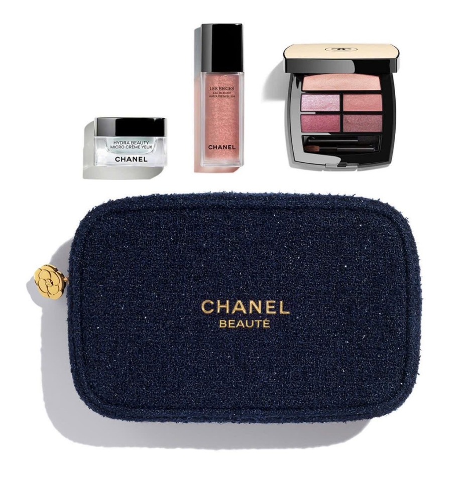 กระเป๋า+กล่อง Chanel Blue Midnight Glitter Makeup Pouch