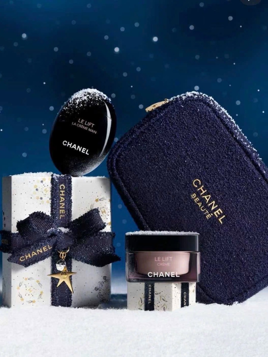กระเป๋า+กล่อง Chanel Blue Midnight Glitter Makeup Pouch