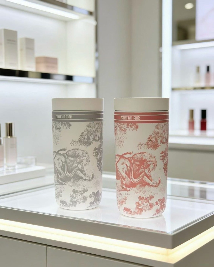 (แก้วสีแดง+ถุง+กล่อง) Dior Platinum Birthday Gift