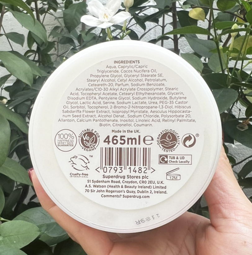 Superdrug Vitamin E Body Cream with Hibiscus Extract 465ml.