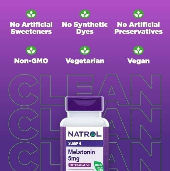 ม็ดอม - Natrol Melatonin Time Release Fast Dissolve 5mg. (250เม็ด) รส/สตรอเบอร์รี่
