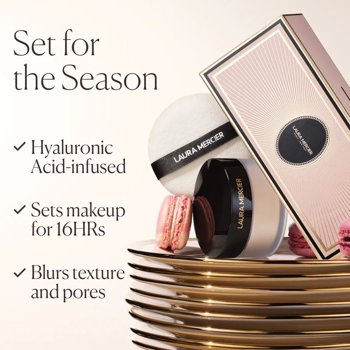 เซต/อัลตร้าเบลอ Laura Mercier Indulgent Icons Translucent Loose Setting Powder **Ultra-Blur 20g. and Velour Puff Set (Limited Edition)