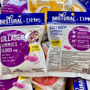 ม่วง DHC X Bestural x DHC collagen gummies 20,000mg. (ไม่เติมน้ำตาล) (40Gummies)