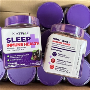 Natrol Sleep + Immune Health Gummies (Melatonin 6mg + Elderberry, Zinc, Vitamins C & D) บรรจุ 50 ชิ้น # รส BERRY