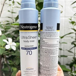Neutrogena Ultra Sheer Body Mist Sunscreen Spray Broad Spectrum SPF70 141g.