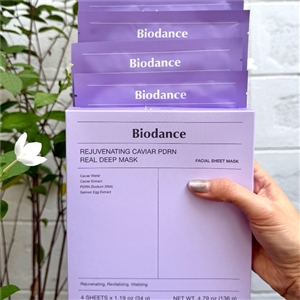 ม่วง Biodance Rejuvenating Caviar PDRN Real Deep Mask (1กล่อง 4แผ่น)