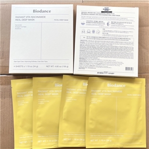 เหลือง Biodance Radiant Vita Niacinamide Real Deep Mask (1กล่อง/บรรจุ4แผ่น)