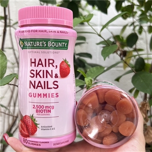 Nature's Bounty, Optimal Solutions, Hair, Skin & Nails Gummies, Strawberry Flavored, (80Gummies)