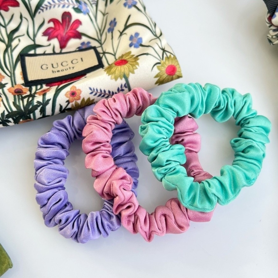 GUCCI Beauty Flora Mini Pouch Drawstring Bag & Hair Scrunchies x 3เส้น