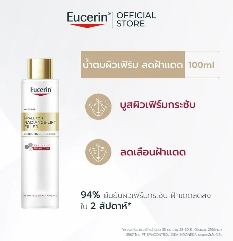 แพ็คเกจใหม่ น้ำตบทอง - Eucerin Hyaluron Radiance Lift Filler Boosting Essence 100 ml.
